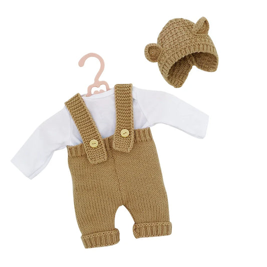 Brown Knit Bear Reborn Doll Clothes Set